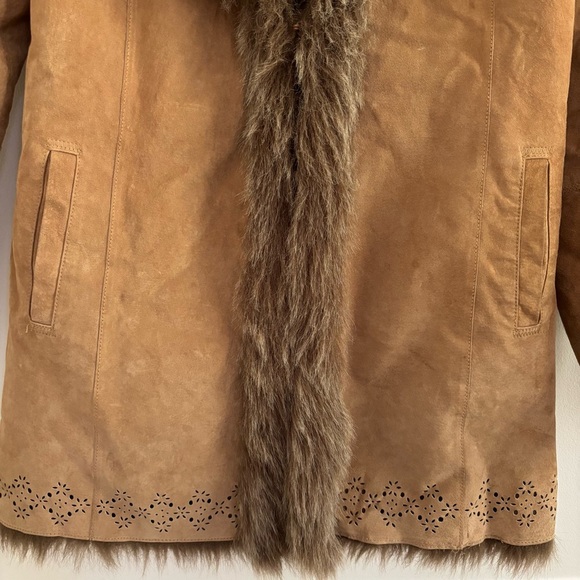 Penny Lane Suede Leather Fur Lined Coat Size Small - Picture 4 of 9